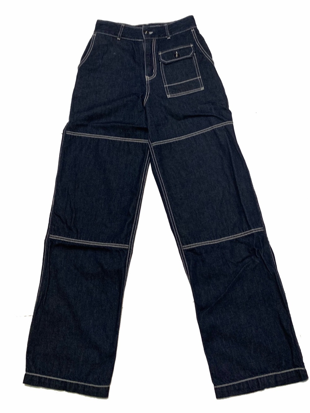 KOTN Dark Indigo Relaxed Carpenter Jeans with Contrast Stitch